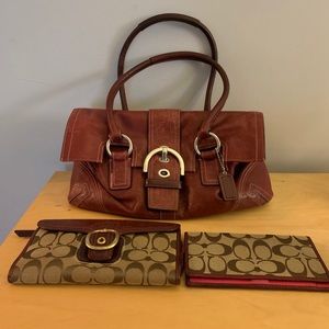 COACH Burgundy Purse, Wallet and Check Book Holder